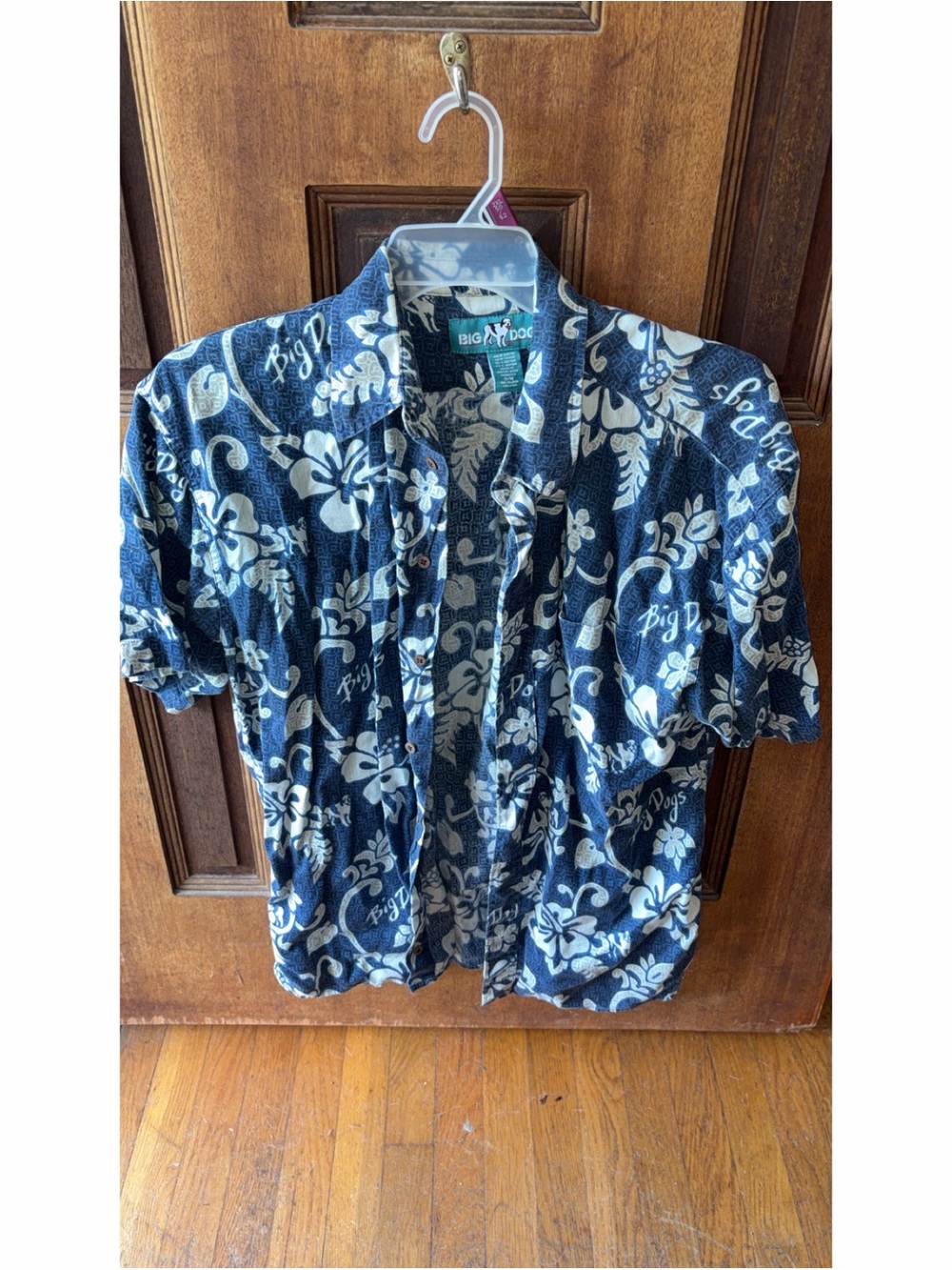 Big Dogs Navy and White Floral Button-Up Hawaiian Shirt